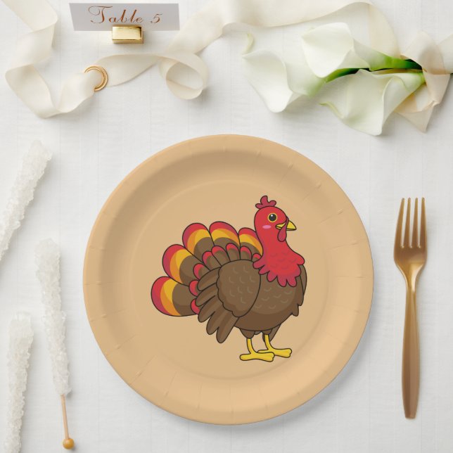 Cute Cartoon Turkey Paper Plates (Wedding)
