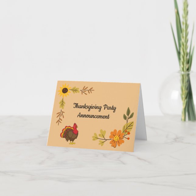 Cute Cartoon Turkey | Personalize  Announcement (Front)