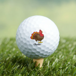 Cute Cartoon Turkey | Personalize Golf Balls