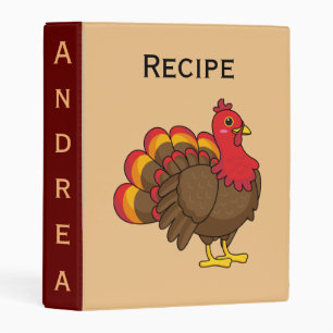 Cute Cartoon Turkey   Personalize Mini Binder