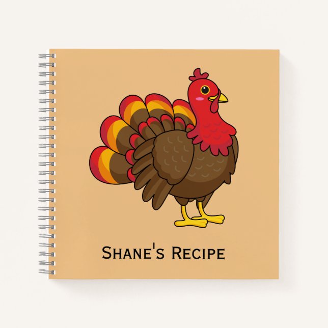 Cute Cartoon Turkey | Personalize Notebook (Front)