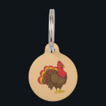 Cute Cartoon Turkey | Personalize Pet ID Tag<br><div class="desc">An illustration of a cute cartoon brown red turkey in time for thanksgiving celebration. This colorful kawaii design is a gift idea for thanksgiving,  farm animal lovers and bird lovers.

Personalize or customize this pet ID tag by adding your beautiful bestfriend's name.</div>