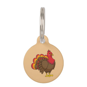 Cute Cartoon Turkey   Personalize Pet ID Tag
