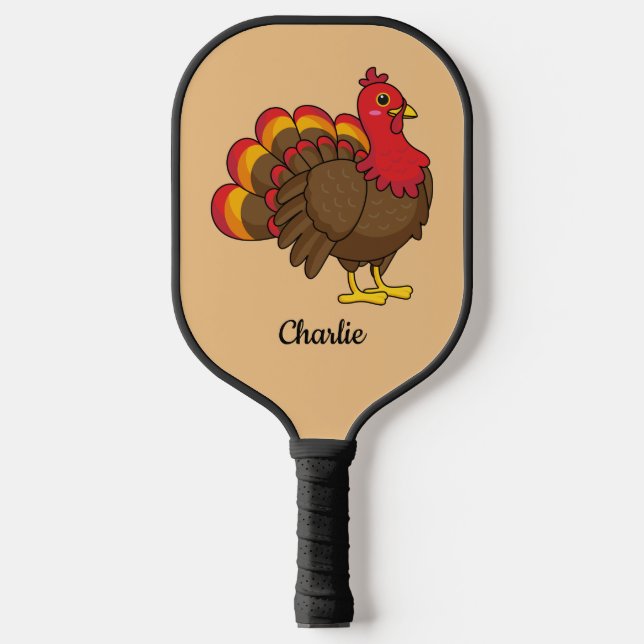 Cute Cartoon Turkey | Personalize Pickleball Paddle (Front)