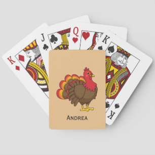 Cute Cartoon Turkey Personalize Poker Cards