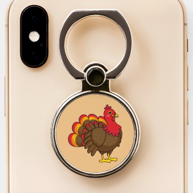 Cute Cartoon Turkey Phone Ring Stand (Close Up)