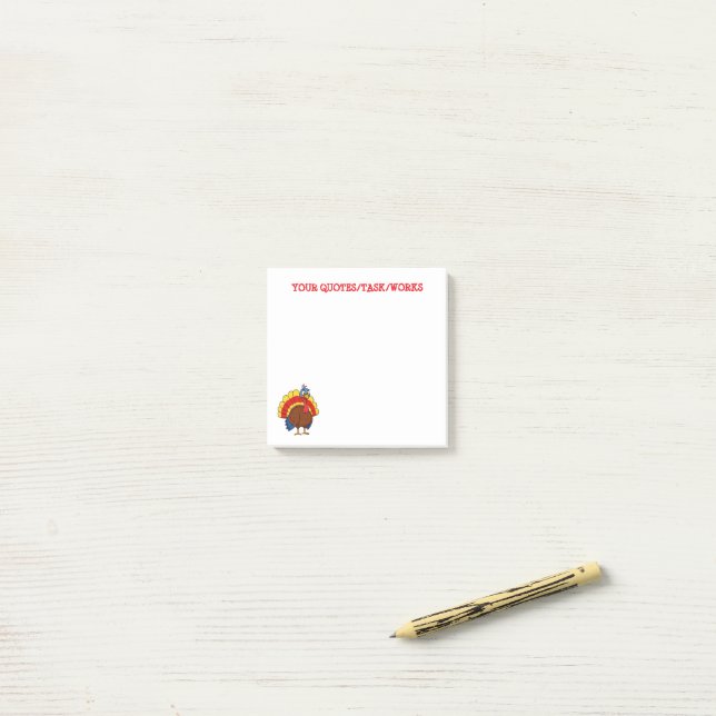 Cute Cartoon Turkey Post-it Notes (On Desk)