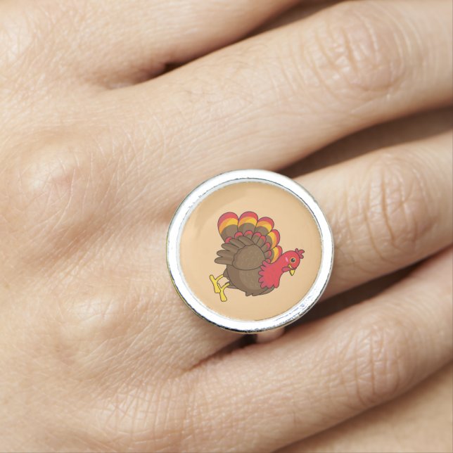 Cute Cartoon Turkey Ring (In Situ)