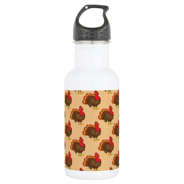 Cute Cartoon Turkey Stainless Steel Water Bottle (Front)