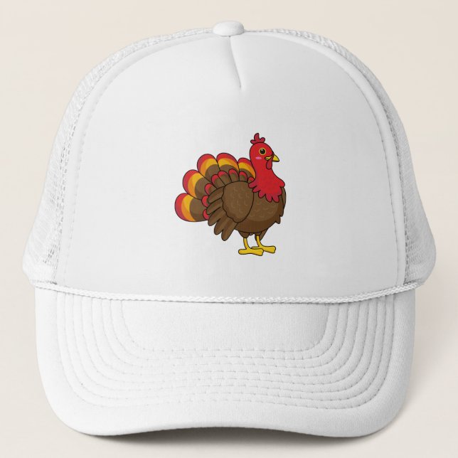 Cute Cartoon Turkey Trucker Hat (Front)