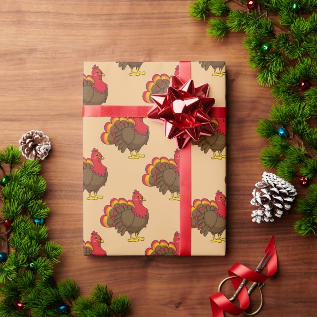 Cute Cartoon Turkey Wrapping Paper (Holiday Gift)