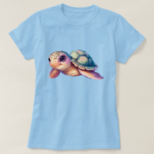 Cute Cartoon Turtle With Colorful Shell T-Shirt