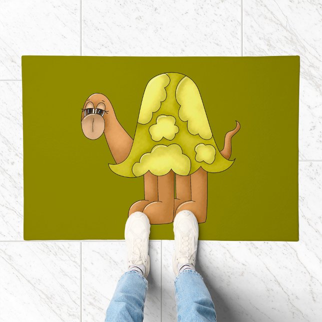 Cute Cartoon Turtle with Puffy Green Shell Doormat (Creator Uploaded)