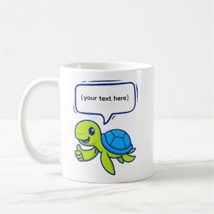 Cute Cartoon Turtle with Speech Bubble Coffee Mug