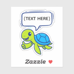 Cute Cartoon Turtle with Speech Bubble Sticker
