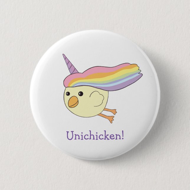 Cute Cartoon Unichicken Button (Front)