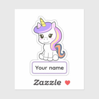 Cute cartoon Unicorn Childrens Name Vinyl Sticker
