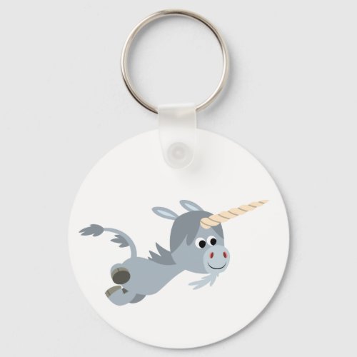 Cute Cartoon Unicorn In A Hurry Keychain