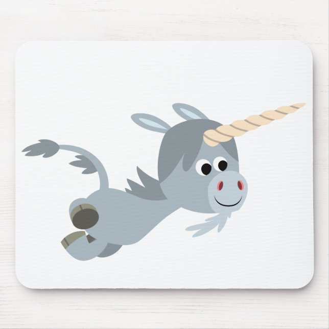 Cute Cartoon Unicorn In A Hurry Mousepad (Front)