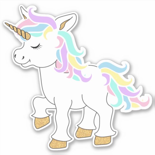 Cute Cartoon Unicorn - Kiss-Cut Sticker | Zazzle.com