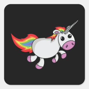 Cute Cartoon Unicorn Square Sticker