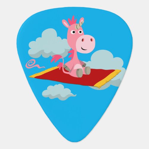 Cute Cartoon Unicorns Magic Carpet Ride Guitar Pick