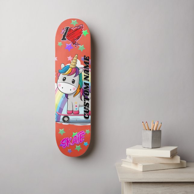 Cute cartoon unique unicorn skateboard (Wall Art)