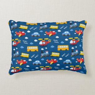 Cute Cartoon Vehicles Pattern Accent Pillow