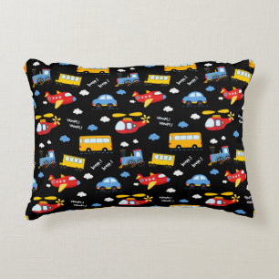 Cute Cartoon Vehicles Pattern  Accent Pillow