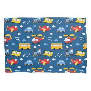 Cute Cartoon Vehicles Pattern Pillow Case