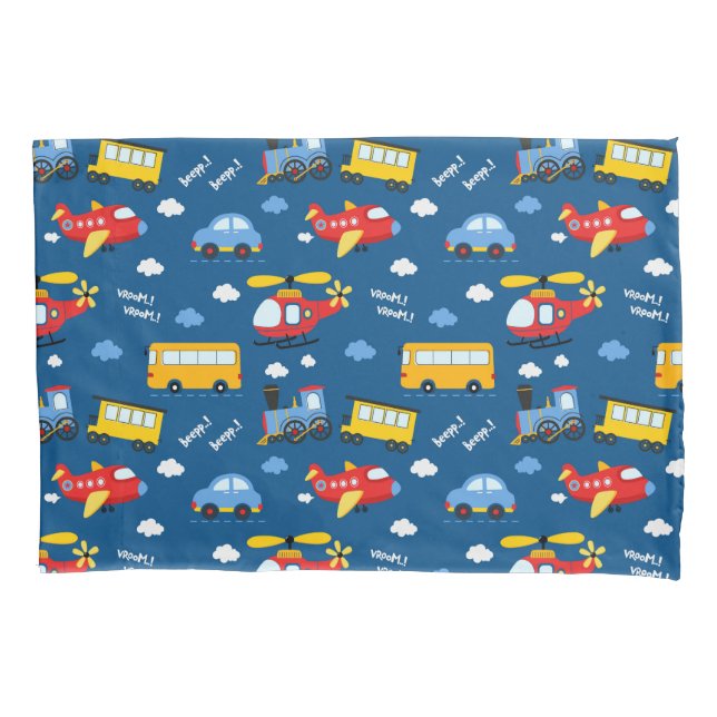 Cute Cartoon Vehicles Pattern  Pillow Case (Front)