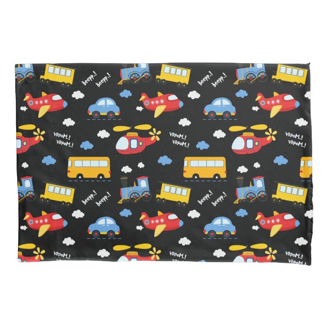 Cute Cartoon Vehicles Pattern  Pillow Case (Front)