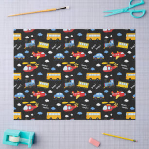 Cute Cartoon Vehicles Pattern  Tissue Paper