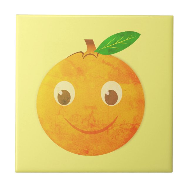 Cute Cartoon Vintage Orange Drawing Ceramic Tile (Front)