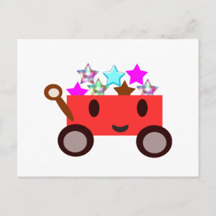 Cute cartoon wagon postcard