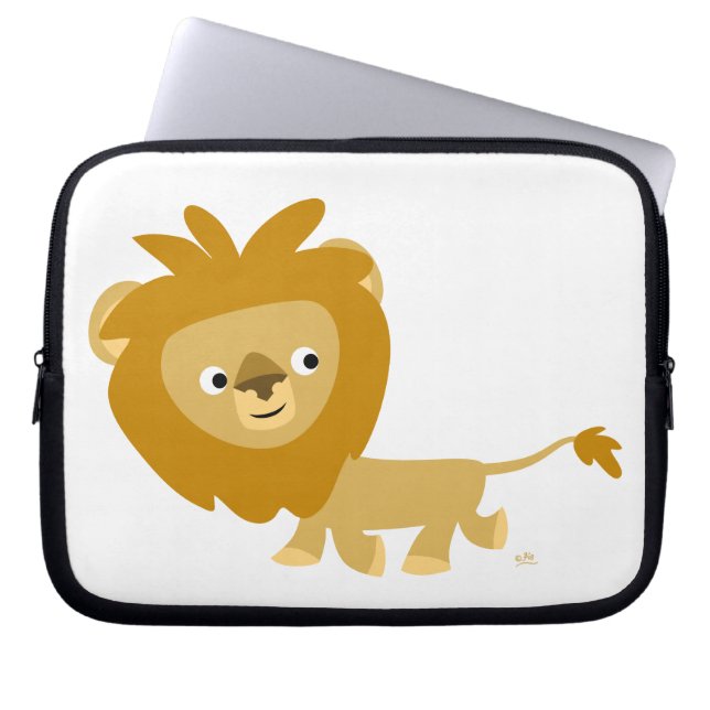 Cute Cartoon Walking Lion Laptop Sleeve (Front)