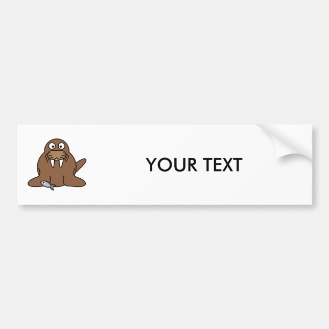 Cute Cartoon Walrus Bumper Sticker (Front)