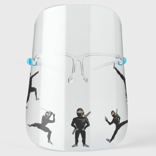 Cute Cartoon Warrior Ninja Face Shield (Front)