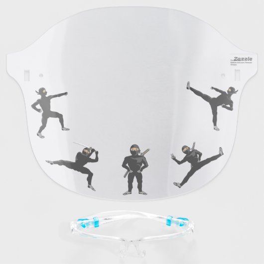Cute Cartoon Warrior Ninja Face Shield (Front w/Glasses)