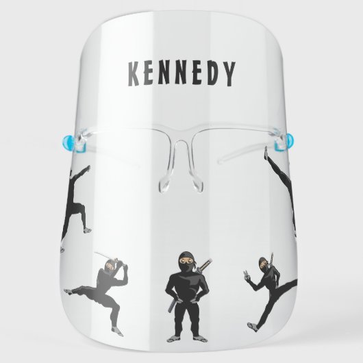 Cute Cartoon Warrior Ninja Face Shield (Front)