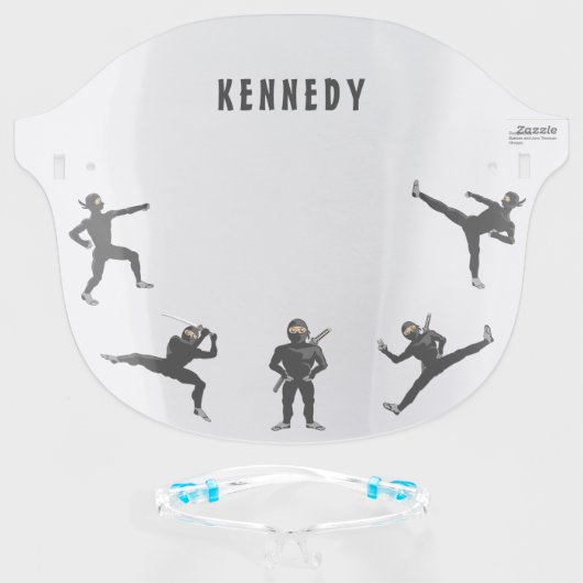 Cute Cartoon Warrior Ninja Face Shield (Front w/Glasses)