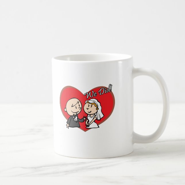Cute Cartoon "We Did" Wedding couple Coffee Mug (Right)
