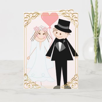 Cute Cartoon Wedding Couple Invitation And Rsvp by CustomizePersonalize at Zazzle