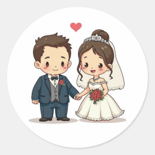 Cute Cartoon Wedding Couple Stickers