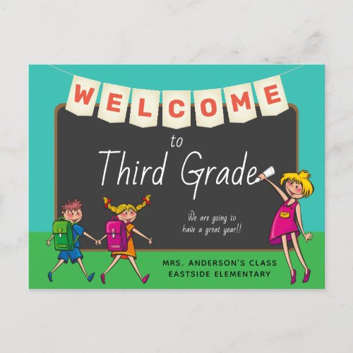 Cute Cartoon Welcome To Third Grade Postcard