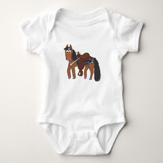 Cute Cartoon Western Horse Baby Bodysuit (Front)