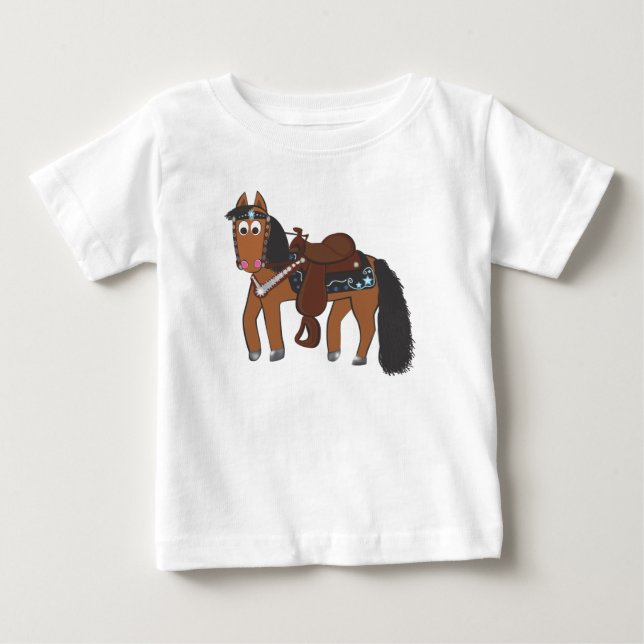 Cute Cartoon Western Horse Baby T-Shirt (Front)