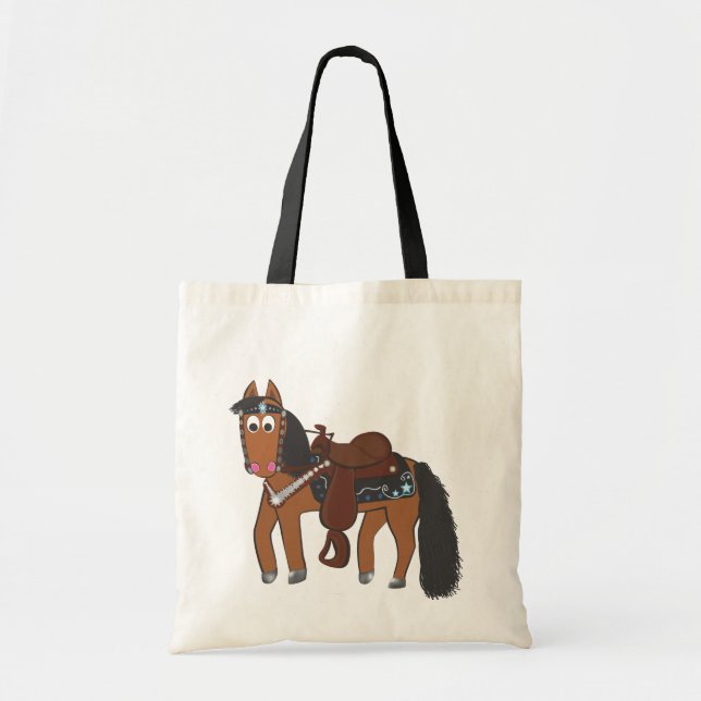 Cute Cartoon Western Horse Tote Bag (Front)