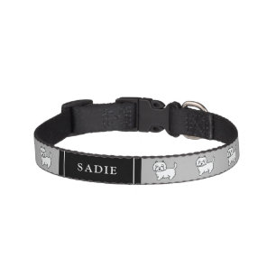 Cute Cartoon Westie Breed Dogs & Dog's Name Pet Collar