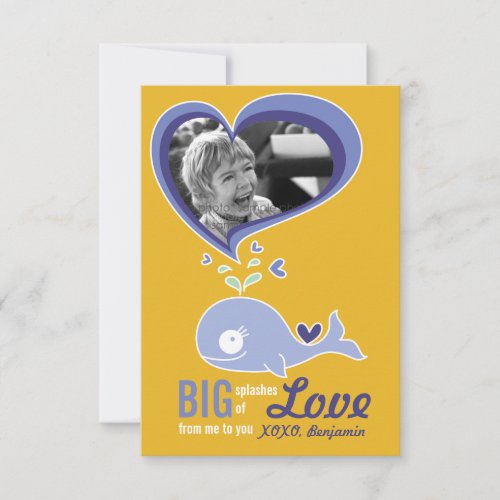 Cute Cartoon Whale Classroom Valentine Photo Custom Announcement